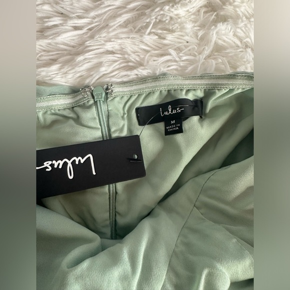 Lulu’s Fairy-tail Sage Green Organza Strapless A-Line Midi Dress Size M. NWT. - Picture 5 of 7